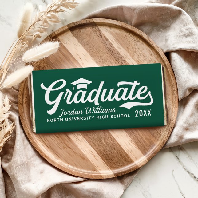 Graduate Green Script Graduation Party Hershey Bar Favors (Creator Uploaded)