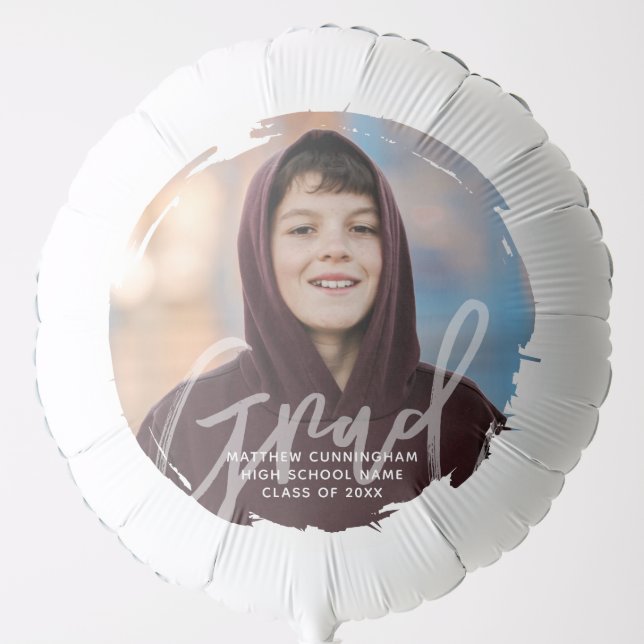 Graduate Grunge Modern Script Classic Photo Balloon (Front)