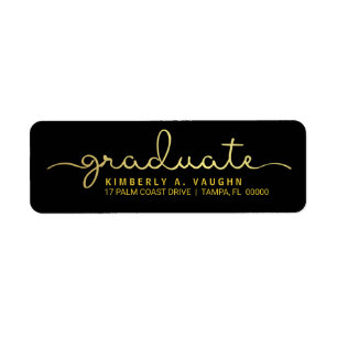 Graduate Hand Lettered Gold Foil Look Script Label