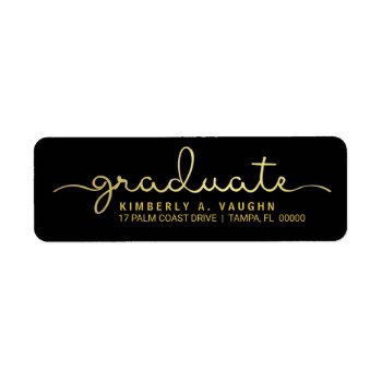 Graduate Hand Lettered Gold Foil Look Script Label by HolidayInk at Zazzle