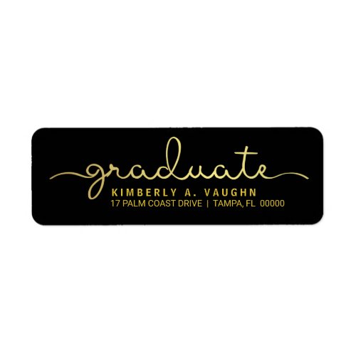 Graduate Hand Lettered Gold Foil Look Script Label