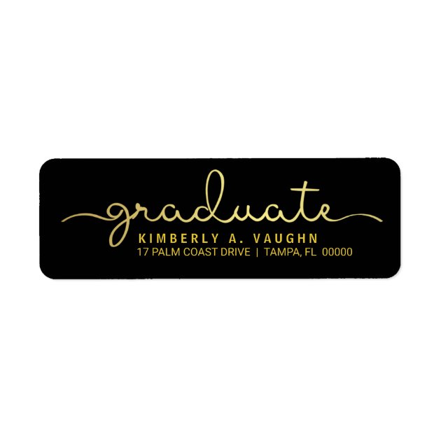 Graduate Hand Lettered Gold Foil Look Script Label