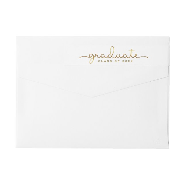 Graduate Hand Lettered Gold Script Wrap Wrap Around Label (Back)