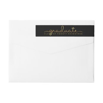 Graduate Handwritten Gold Shimmer Script Wrap Wrap Around Label by HolidayInk at Zazzle