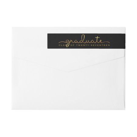 Graduate Handwritten Gold Shimmer Script Wrap Wrap Around Label