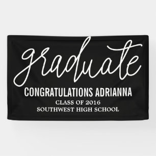Graduate Handwritten Script Congratulations Black Banner