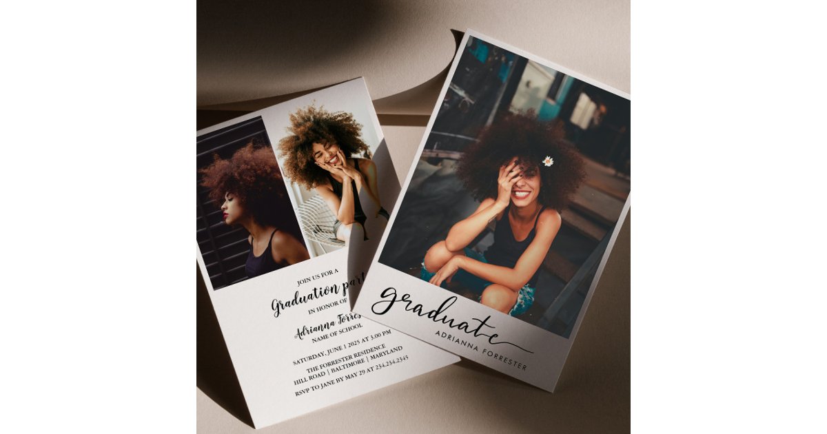 Graduate Handwritten Script Modern Photo Invitation | Zazzle