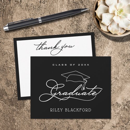 Graduate Hat Black Thank You Note Card