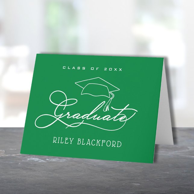 Graduate Hat Green Note Card (Creator Uploaded)