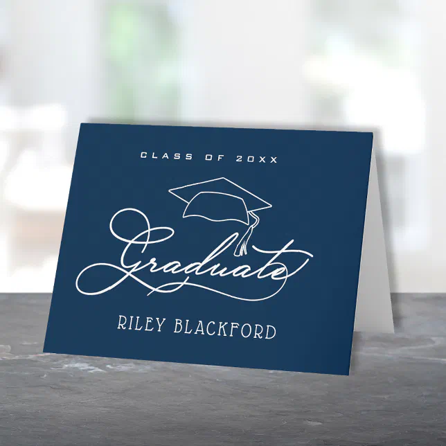 Graduate Hat Navy Blue Note Card | Zazzle