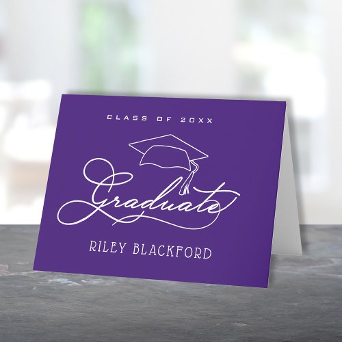 Graduate Hat on Purple Note Card