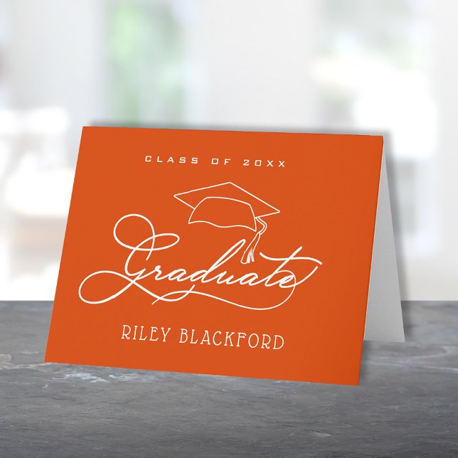 Graduate Hat Orange Note Card (Creator Uploaded)