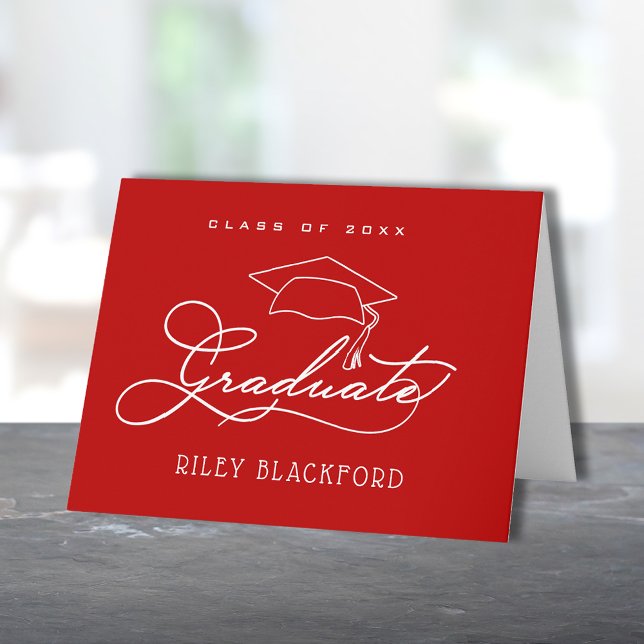 Graduate Hat Scarlet  Note Card (Creator Uploaded)