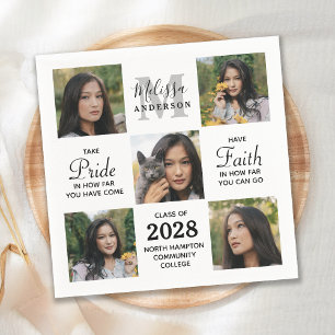Graduate Inspirational 5 Photo Collage Graduation Napkins