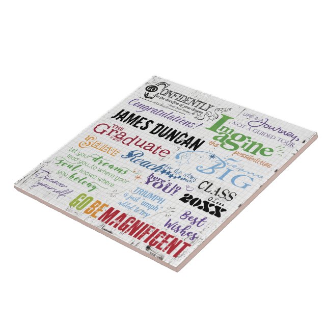 Graduate Inspirational Sayings Personalized Ceramic Tile (Side)