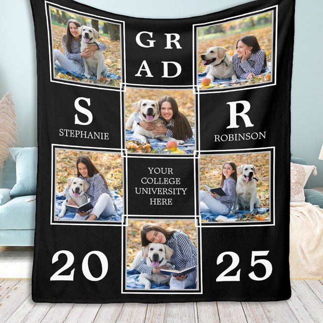 Graduate Keepsak Personalized Unique Photo Collage Fleece Blanket (Creator Uploaded)