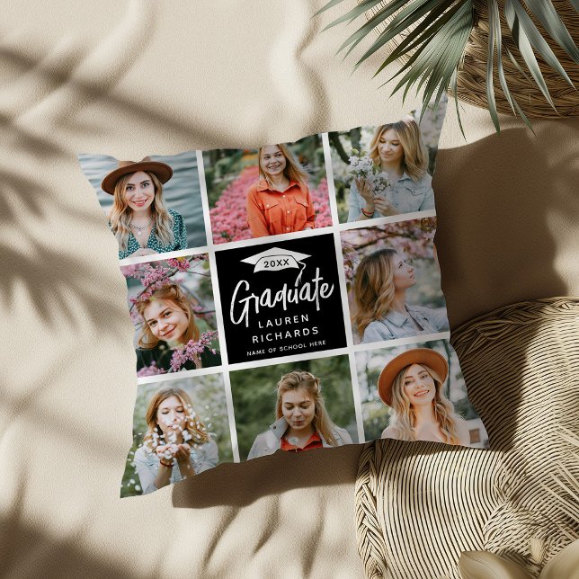 Graduate Keepsake 8 Photo Collage & Quote Gift Throw Pillow (Creator Uploaded)
