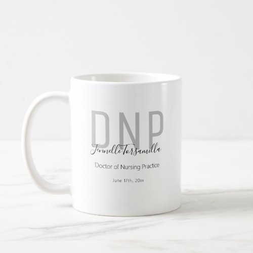 Graduate Keepsake Black Gray Name Degree DNP Coffe Coffee Mug