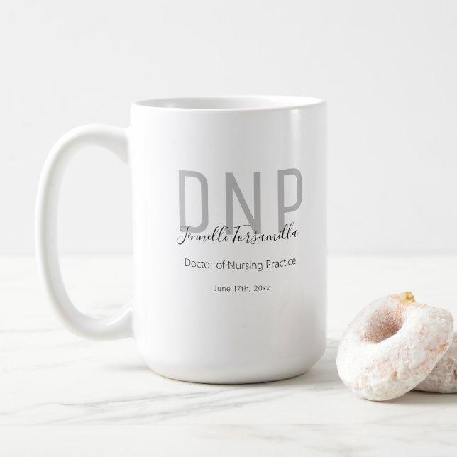 Graduate Keepsake Black Gray Name DNP Coffee Mug (With Donut)