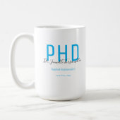 Graduate Keepsake Blue Black Name PhD Coffee Mug (Left)