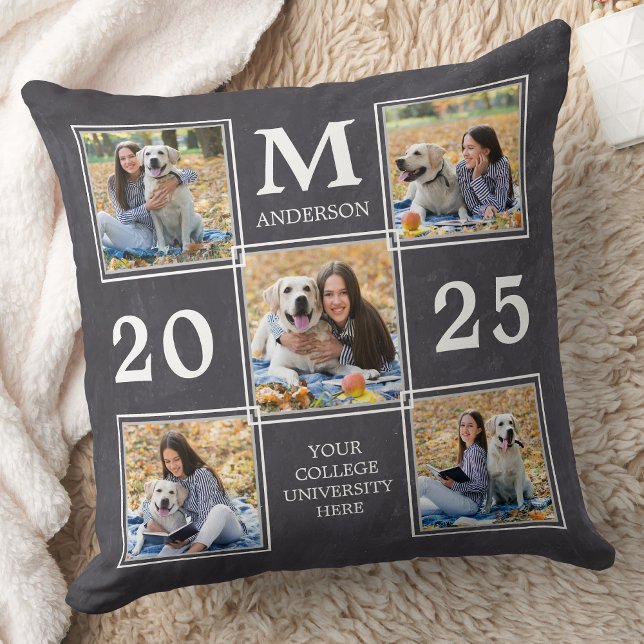 Graduate Keepsake Graduation Unique Photo Collage Throw Pillow (Creator Uploaded)
