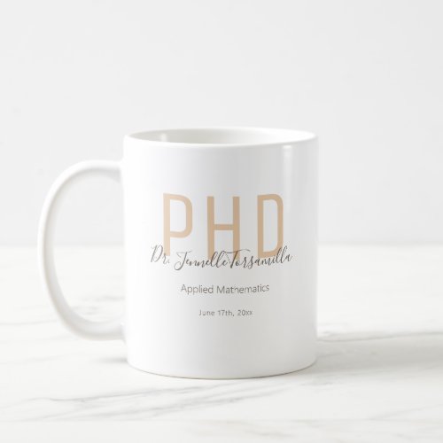 Graduate Keepsake Neutrals Brown Name Degree PhD Coffee Mug