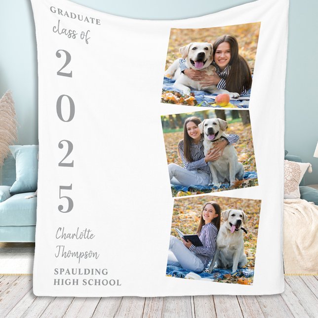 Graduate Keepsake Personalized Photo Collage Fleece Blanket (Creator Uploaded)