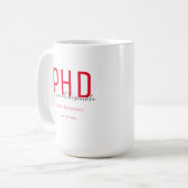 Graduate Keepsake Red Black Name PhD Coffee Mug (Front Left)