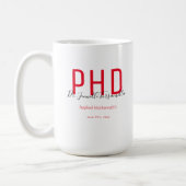 Graduate Keepsake Red Black Name PhD Coffee Mug (Left)