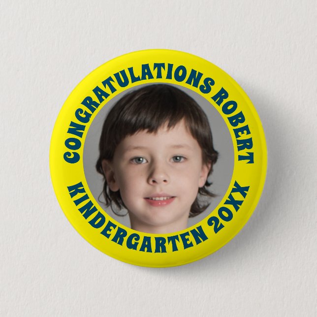 Graduate Kindergarten Congratulations Photo Button (Front)
