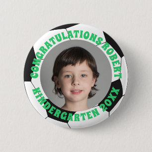 Graduate Kindergarten Congratulations Photo Soccer Button