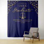 Graduate Law School Blue Gold Graduation Backdrop (In Situ)