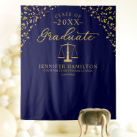 Graduate Law School Blue Gold Graduation Backdrop