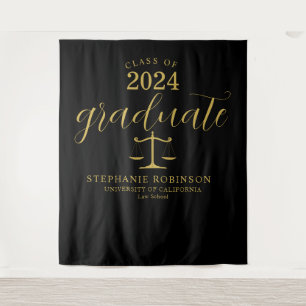 Graduate Law School Gold Black Graduation Backdrop
