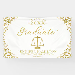 Graduate Law School White Gold Graduation Banner