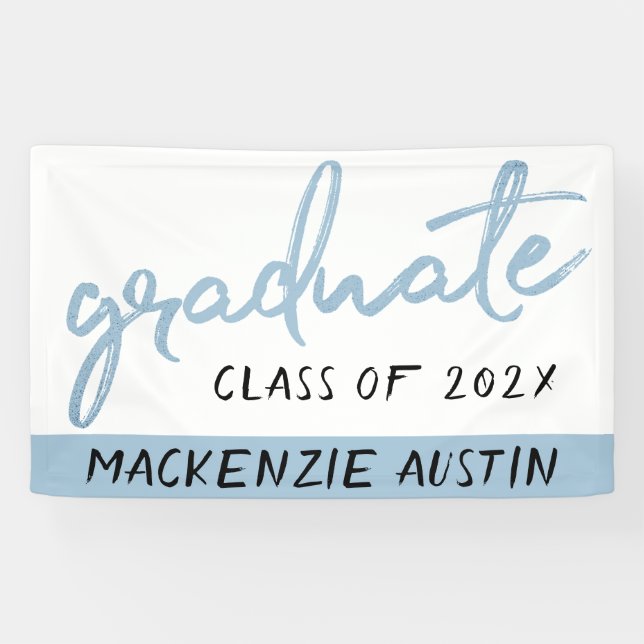 Graduate Light Blue Script | Robin Egg Brush Banner (Horizontal)