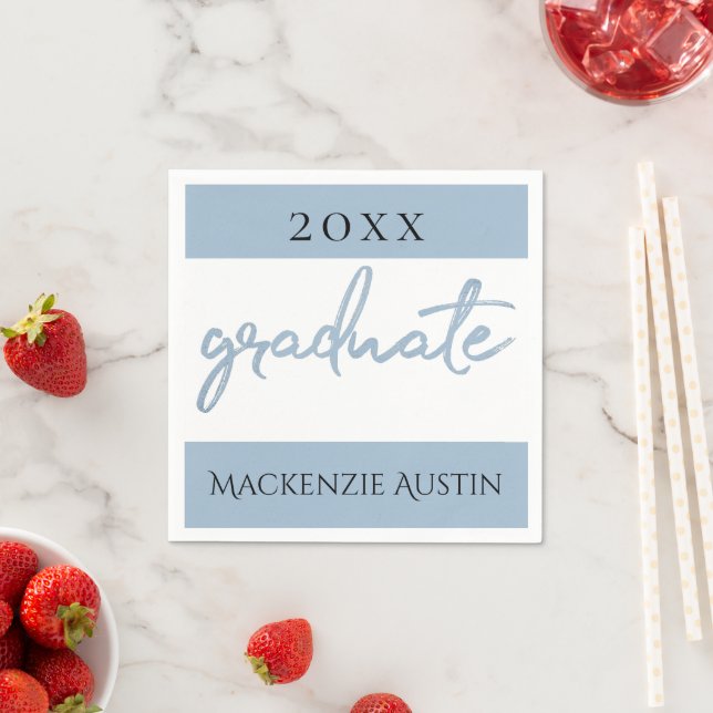 Graduate Light Blue Script | Robin Egg Brush Napkins (Insitu)