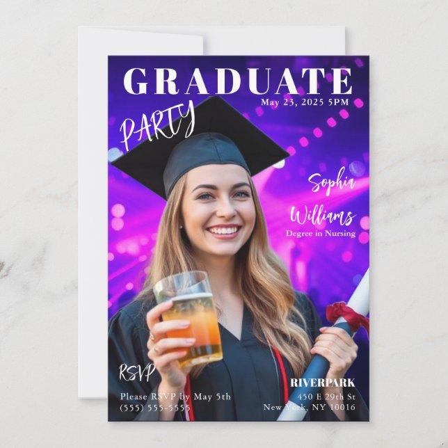 Graduate Magazine Cover  Invitation (Front)