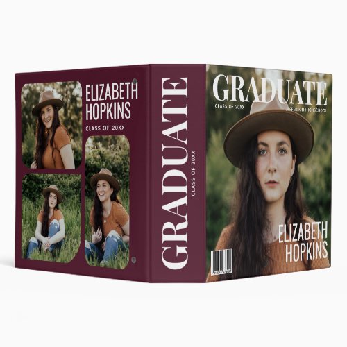 Graduate Magazine Cover Photo Graduation  3 Ring B 3 Ring Binder