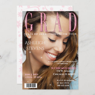 Graduate Magazine Cover Photo Graduation Party  Invitation