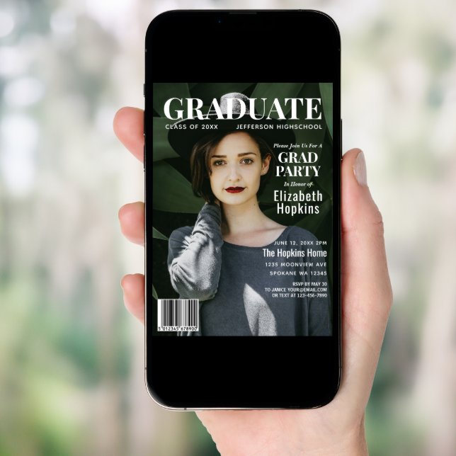 Graduate Magazine Cover Photo Graduation Party Invitation (Front Digital)