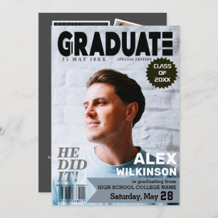 GRADUATE Magazine Cover Style Chic 5 Photo Collage Announcement