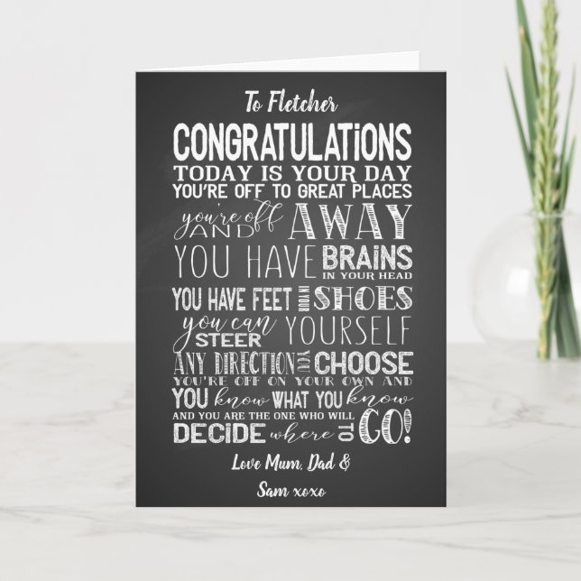 GRADUATE memory poem sign, Congratulations Grad Card (Front)