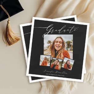 Graduate Minimalist Photo Grad Party Napkins