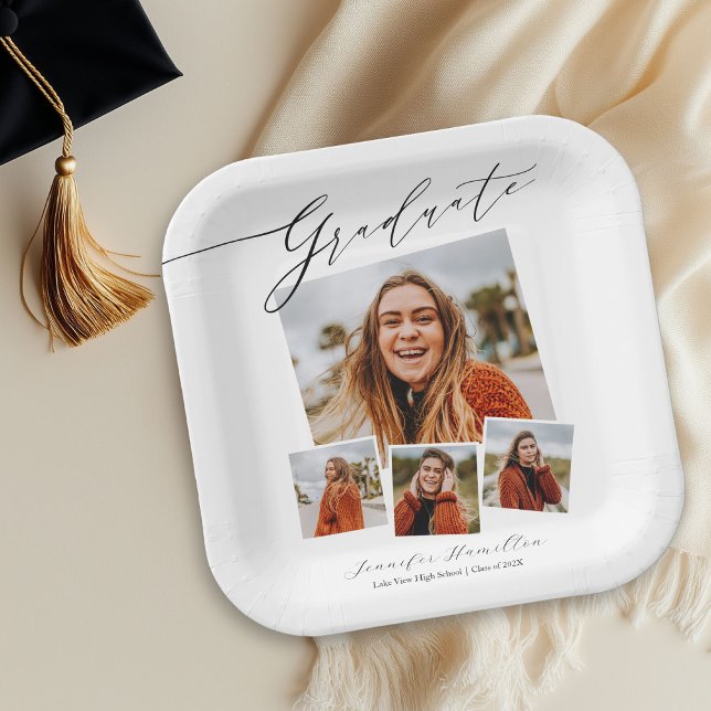Graduate Minimalist  Photo Grad Party  Paper Plates (Creator Uploaded)