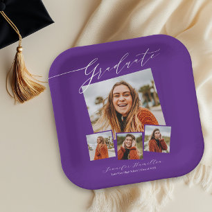 Graduate Minimalist Photo Grad Party Paper Plates