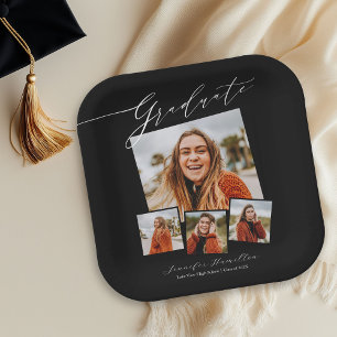 Graduate Minimalist Photo Grad Party Paper Plates