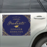 Graduate Modern Blue Gold Graduation Car Magnet<br><div class="desc">Make your 2025 graduation party unforgettable with this modern suite. Featuring gold confetti on a blue background and elegant calligraphy, it perfectly captures the brilliance of your success. The design can be tailored to meet your specific needs and preferences. Please reach out if you require any color changes, design modifications,...</div>