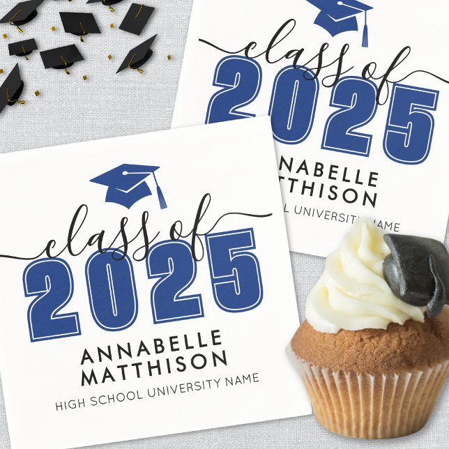 Graduate Modern Blue Graduation Napkins (Graduate Modern Blue Graduation Napkins)