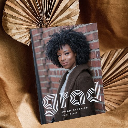 Graduate  Modern Disco Typography and Two Photos Invitation